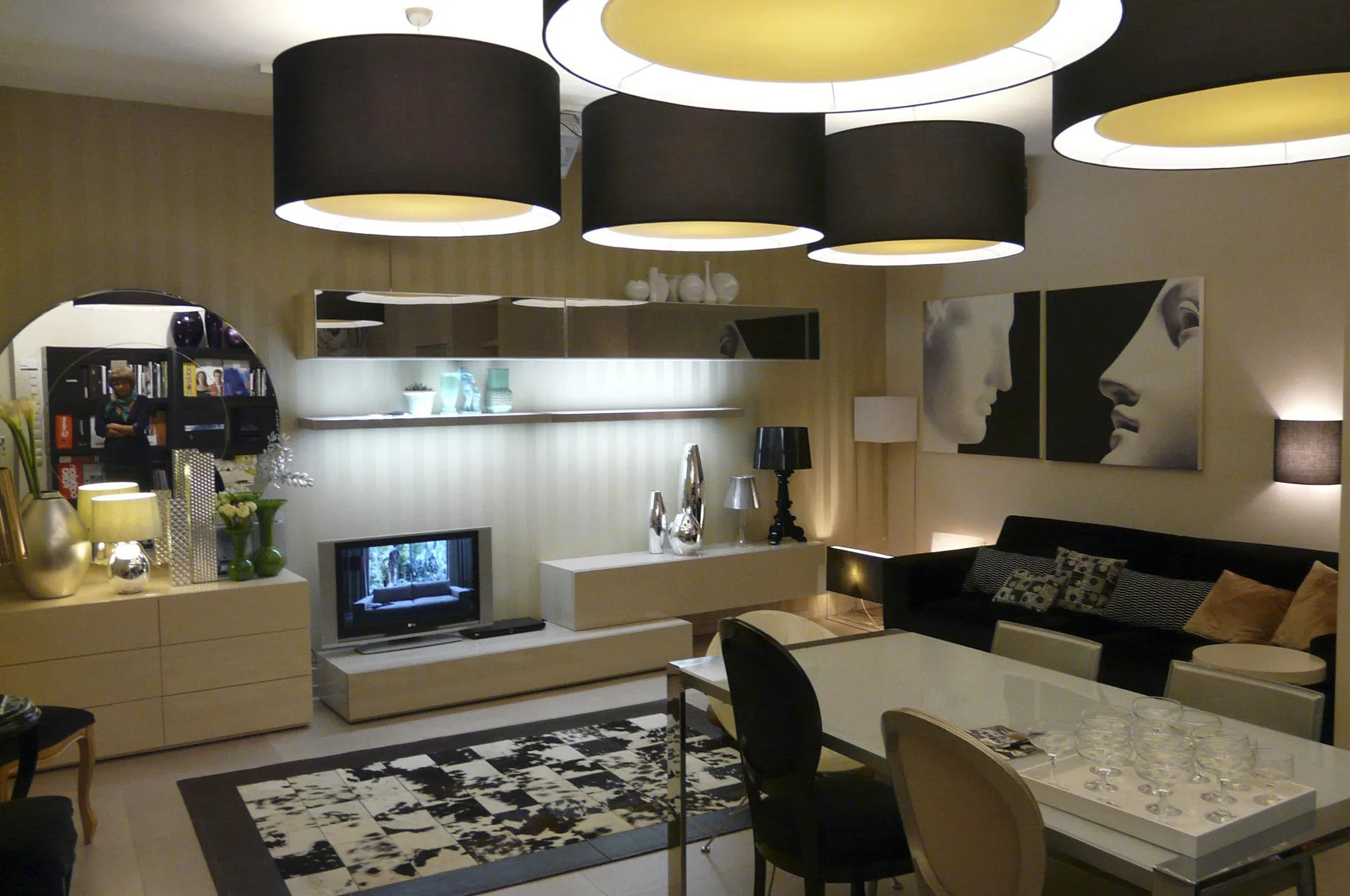 A furnished living room in the showroom